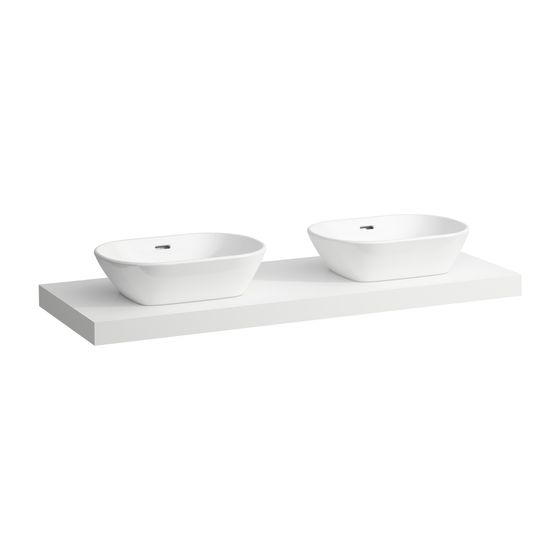 Laufen Waschtisch-Platte LANI 495x1370x65mm, Mattweiß, mit Ausschnitt links/rechts, inklusive 2 Befestigungselemente