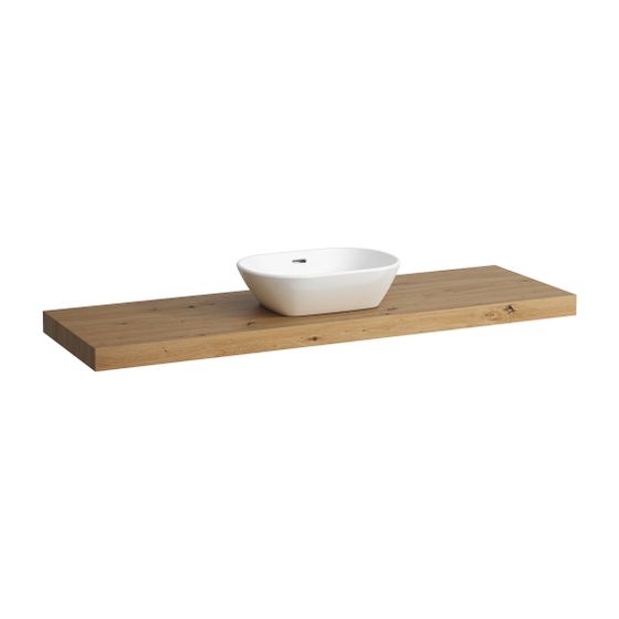 Laufen Waschtisch-Platte LANI 495x1570x65mm, Wildeiche, mit Ausschnitt mittig, inklusive 3 Befestigungselemente