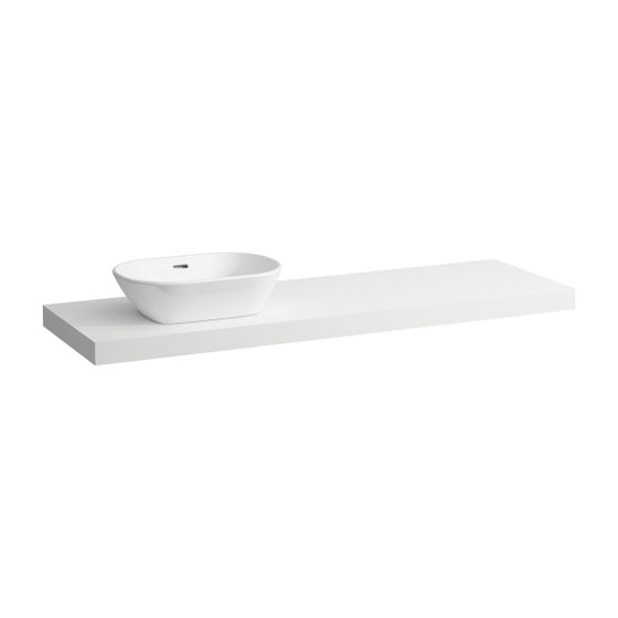 Laufen Waschtisch-Platte LANI 495x1570x65mm, Mattweiß, mit Ausschnitt links, inklusive 3 Befestigungselemente