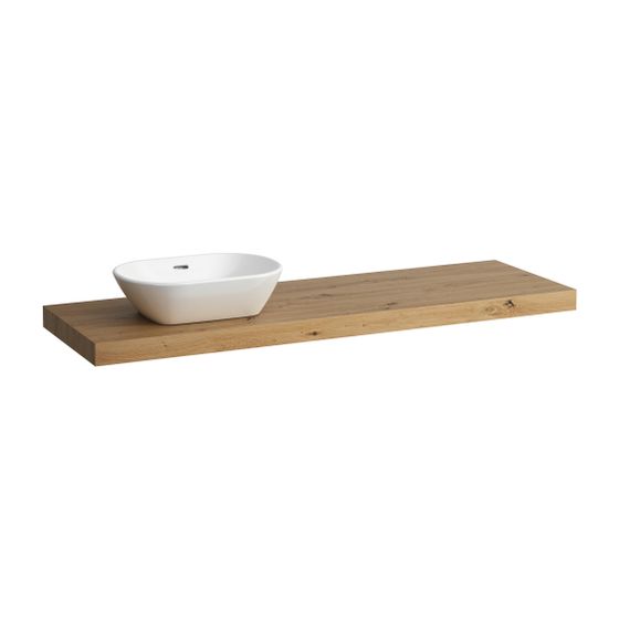 Laufen Waschtisch-Platte LANI 495x1570x65mm, Wildeiche, mit Ausschnitt links, inklusive 3 Befestigungselemente