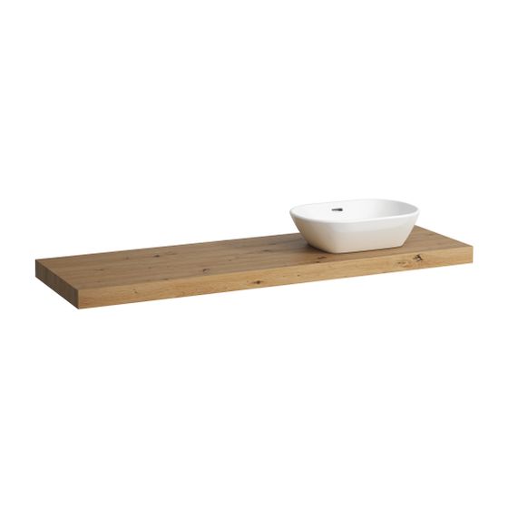Laufen Waschtisch-Platte LANI 495x1570x65mm, Wildeiche, mit Ausschnitt rechts, inklusive 3 Befestigungselemente