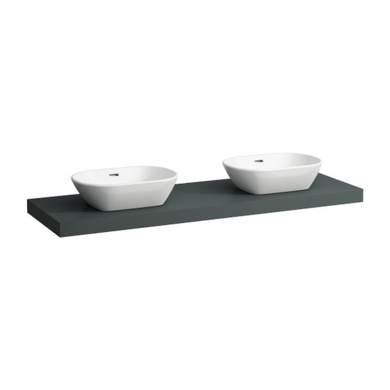 Laufen Waschtisch-Platte LANI 495x1570x65mm, Verkehrsgrau, mit Ausschnitt links/rechts, inklusive 3 Befestigungselemente