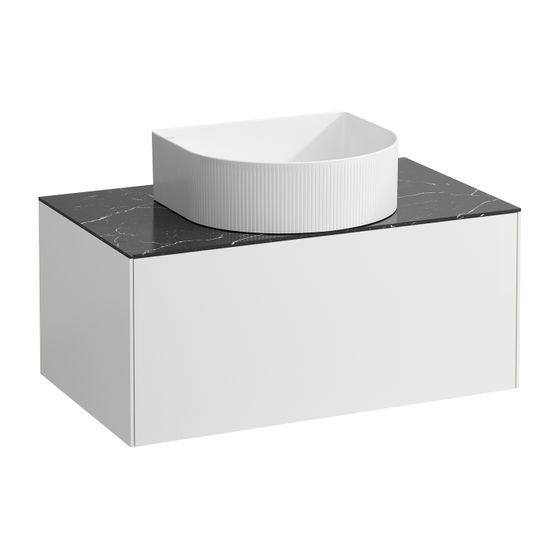Laufen Schubladenelement Sonar 780x340x450mm, Mattweiß/Nero Marq., Aussch. mittig f. Armatur, 1 Schubl., für H812340/1/2/3