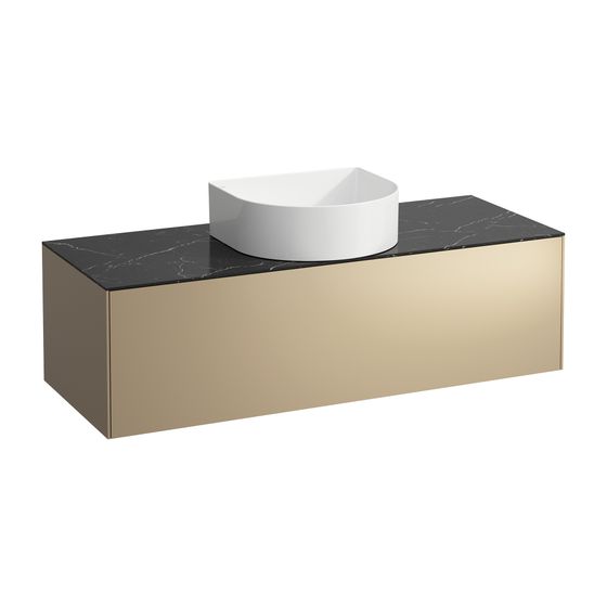 Laufen Schubladenelement Sonar 1180x340x450mm, Gold/Nero Marquina, Aussch. mittig, 1 Schubl., für WT-Schale H812340/1/2/3