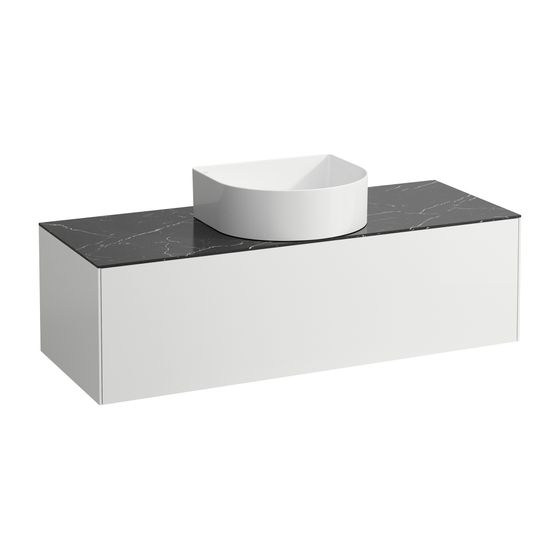 Laufen Schubladenelement Sonar 1180x340x450mm, Mattweiß/Nero Marquina, Aussch. mittig, 1 Schubl., für WT-Schale H812340/1/2/3
