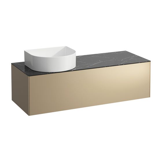 Laufen Schubladenelement Sonar 1180x340x450mm, Gold/Nero Marquina, Aussch. links, 1 Schubl., für WT-Schale H812340/1/2/3