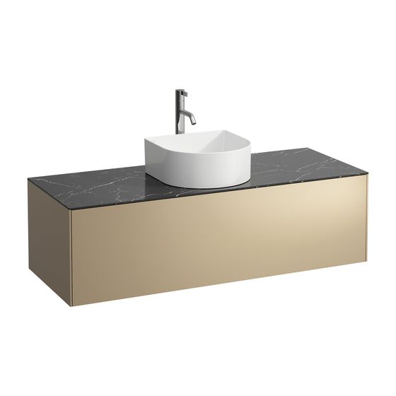 Laufen Schubladenelement Sonar 1180x340x450mm, Gold/Nero Marquina, Aussch. mittig f. Armatur, 1 Schubl., für H812340/1/2/3