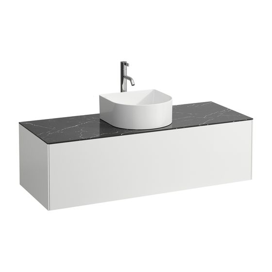Laufen Schubladenelement Sonar 1180x340x450mm, Mattweiß/Nero Marquina, Aussch. mittig f. Armatur, 1 Schubl., für H812340/1/2/3