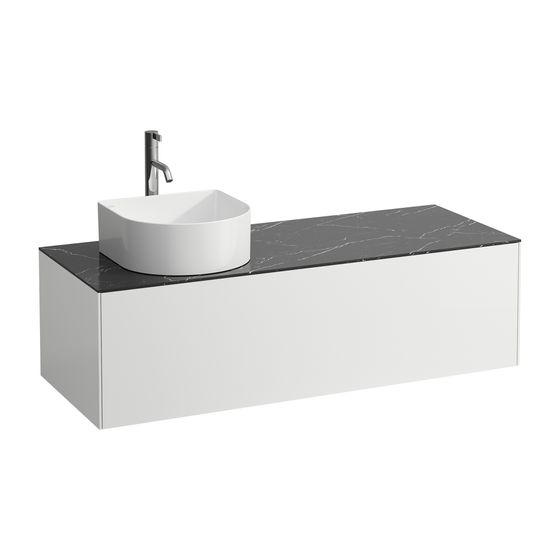 Laufen Schubladenelement Sonar 1180x340x450mm, Mattw./Nero Marq, Aussch. links f. Armatur, 1 Schub., für WT-Schale H812340/1/2/3