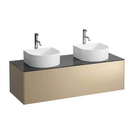 Laufen Schubladenelement Sonar 1180x340x450mm, Gold/Nero Marquina, Aussch. beidseitig für Armatur, 1 Schubl., für H812340/1/2/3