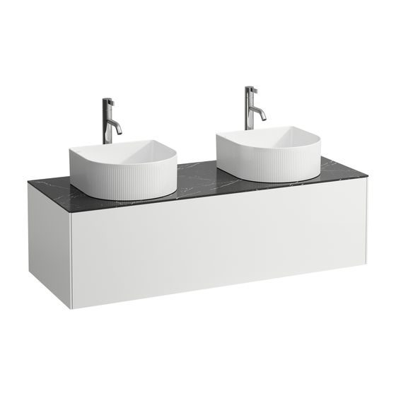 Laufen Schubladenelement Sonar 1180x340x450mm, Mattw./Nero Marq., Aussch. beidseitig für Armatur, 1 Schubl., für H812340/1/2/3