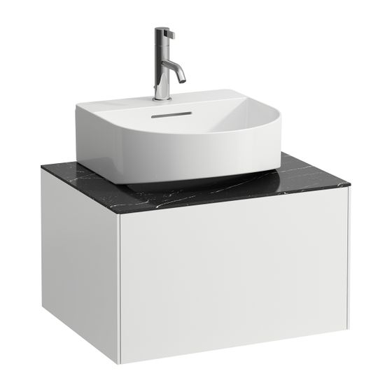 Laufen Schubladenelement Sonar 580x340x450mm, Mattweiß/Nero Marquina, 1 Schubl., für Aufsatz-Handwaschbecken H816341
