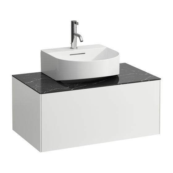 Laufen Schubladenelement Sonar 780x340x450mm, Mattweiß/Nero Marquina, 1 Schubl., für Aufsatz-Handwaschbe. H816341/2
