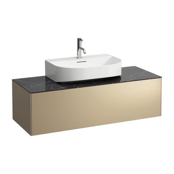 Laufen Schubladenelement Sonar 1180x340x450mm, Gold/Nero Marquina, 1 Schubl., Aussch. mittig, für WT H816341/2