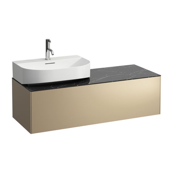 Laufen Schubladenelement Sonar 1180x340x450mm, Gold/Nero Marquina, 1 Schubl., Aussch. links, für WT H816341/2