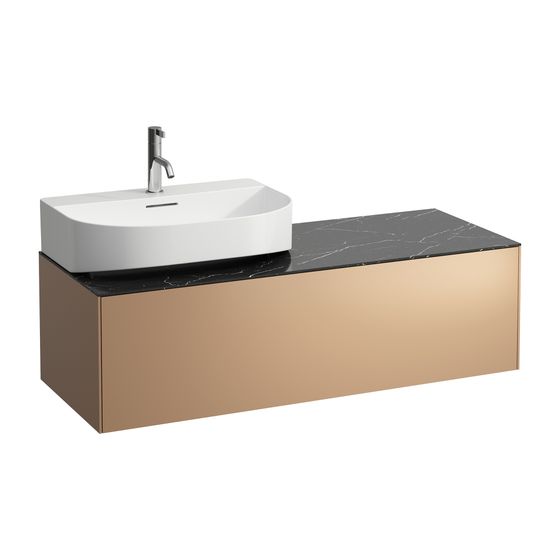 Laufen Schubladenelement Sonar 1180x340x450mm, Kupfer/Nero Marquina, 1 Schubl., Aussch. links, für WT H816341/2