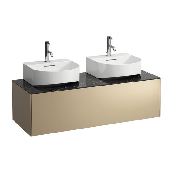 Laufen Schubladenelement Sonar 1180x340x450mm, Gold/Nero Marquina, 1 Schubl., Aussch. links/rechts, für WT H816341