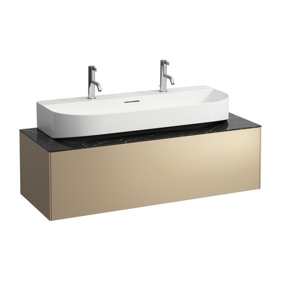 Laufen Schubladenelement Sonar 1180x340x450mm, Gold/Nero Marquina, 1 Schubl., Aussch. mittig, für WT H816347