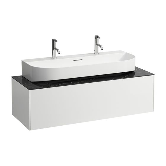 Laufen Schubladenelement Sonar 1180x340x450mm, Mattweiß/Nero Marquina, 1 Schubl., Aussch. mittig, für WT H816347