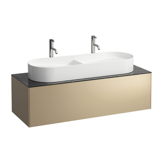 Laufen Schubladenelement Sonar 1180x340x450mm, Gold/Nero Marquina, 1 Schubl., Aussch. mittig, für WT H812348/9