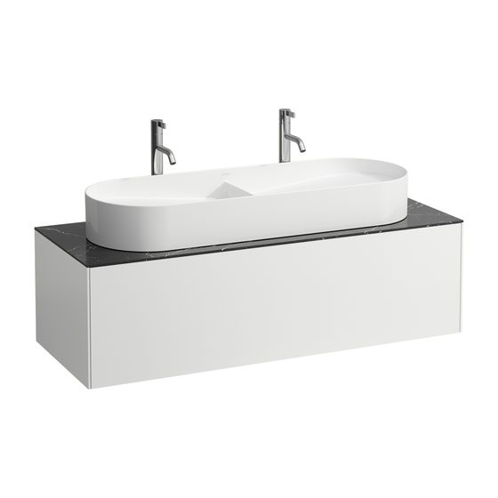 Laufen Schubladenelement Sonar 1180x340x450mm, Mattweiß/Nero Marquina, 1 Schubl., Aussch. mittig, für WT H812348/9