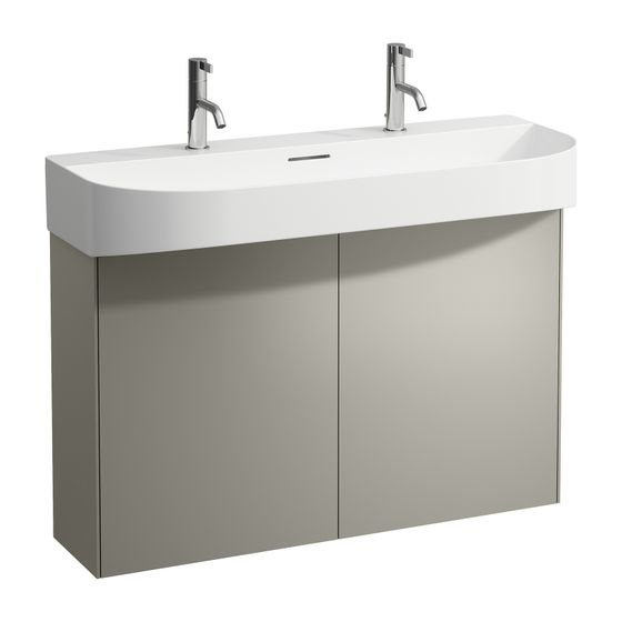 Laufen Waschtischunterbau Sonar 240x974x600mm, Titan, 2 Türen mit Push/Pull Funktion, für Waschtisch H810347