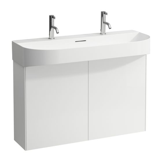 Laufen Waschtischunterbau Sonar 240x974x600mm, Mattweiß, 2 Türen mit Push/Pull Funktion, für Waschtisch H810347