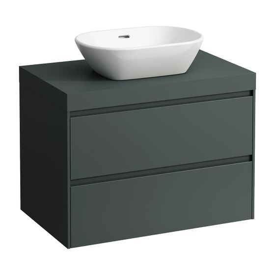 Laufen WT Unterbau u. Platte, Modular System, LANI 495x785x580mm, V.-grau, Ausschn. mittig, 2 Schubladen
