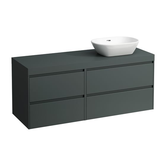 Laufen WT Unterbau u. Platte, Modular System, LANI 495x1370x580mm, V.-grau, Ausschn. R, 4 Schubl., 80cm R, 60cm L