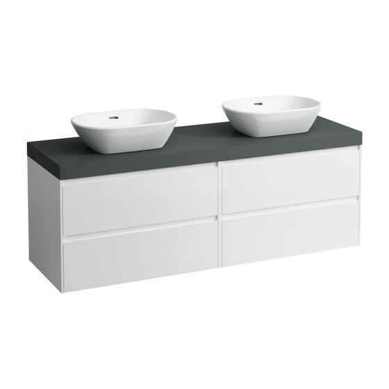Laufen WT Unterbau u. Platte, Modular System, LANI 495x1570x580mm, V.-grau, Multic., Ausschn. L/R, 4 Schubl., 80cm L/R