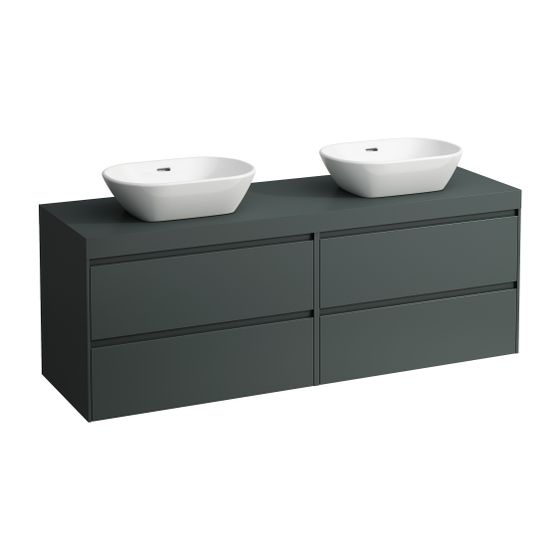 Laufen WT Unterbau u. Platte, Modular System, LANI 495x1570x580mm, V.-grau, Ausschn. L/R, 4 Schubl., 80cm L/R