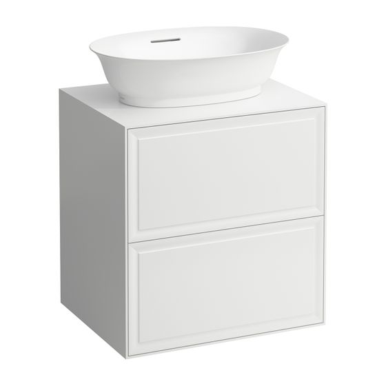 Laufen Waschtischunterbau The New Classic 457x577x600mm, Mattweiß, Ausschnitt mittig, 2 Schub., Push/Pull, für WT H812852/3