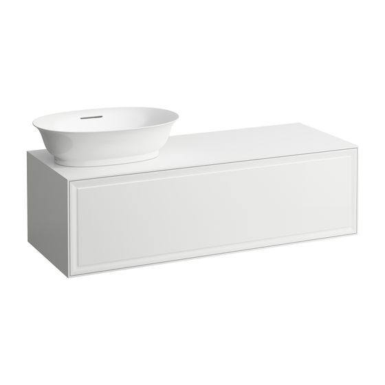 Laufen Waschtischunterbau The New Classic 457x1177x347mm, Mattweiß, Ausschnitt links, 1 Schublade, Push/Pull, für WT H812852/3
