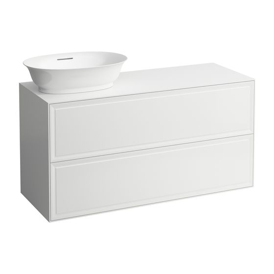 Laufen Waschtischunterbau The New Classic 457x1177x600mm, Mattweiß, mit Ausschnitt 2 Schubladen, Push/Pull, für WT H812852/3