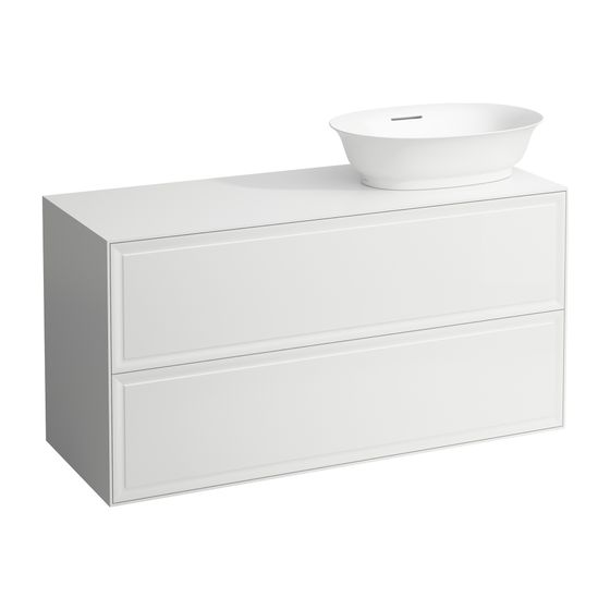 Laufen Waschtischunterbau The New Classic 457x1177x600mm, Mattweiß, Ausschnitt rechts, 2 Schubladen, Push/Pull, für WT H812852/3