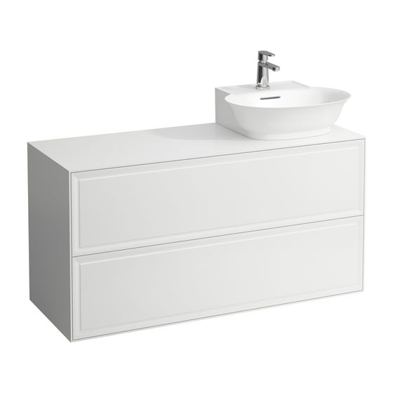Laufen Waschtischunterbau The New Classic 457x1177x600mm, Weiß lackiert, Ausschnitt rechts, 2 Schub., Push/Pull, für WT H816852