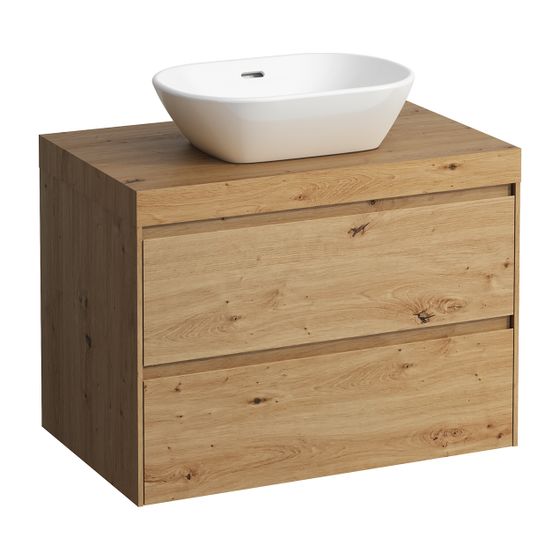 Laufen WT Unterbau u. Platte, Modular System, LANI 495x785x580mm, Wildeiche, Ausschn. mittig, 2 Schubladen
