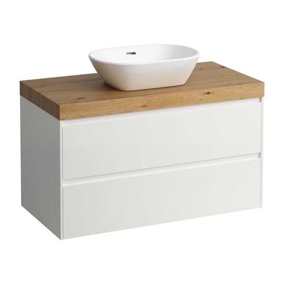 Laufen WT Unterbau u. Platte, Modular System, LANI 495x985x580mm, Wildeiche, Specialc., Ausschn. mittig, 2 Schubladen