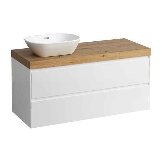 Laufen WT Unterbau u. Platte, Modular System, LANI 495x1185x580mm, Wildeiche, Multic., Ausschn. L, 2 Schubladen