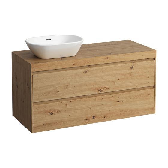 Laufen WT Unterbau u. Platte, Modular System, LANI 495x1185x580mm, Wildeiche, Ausschn. L, 2 Schubladen