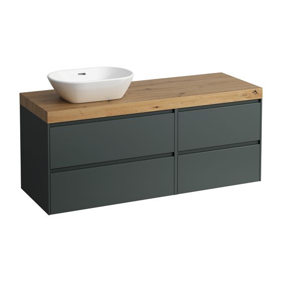Laufen WT Unterbau u. Platte, Modular System, LANI 495x1370x580mm, Wildeiche, V.-grau, Ausschnitt L, 4 Schubl., 80cm L, 60cm R
