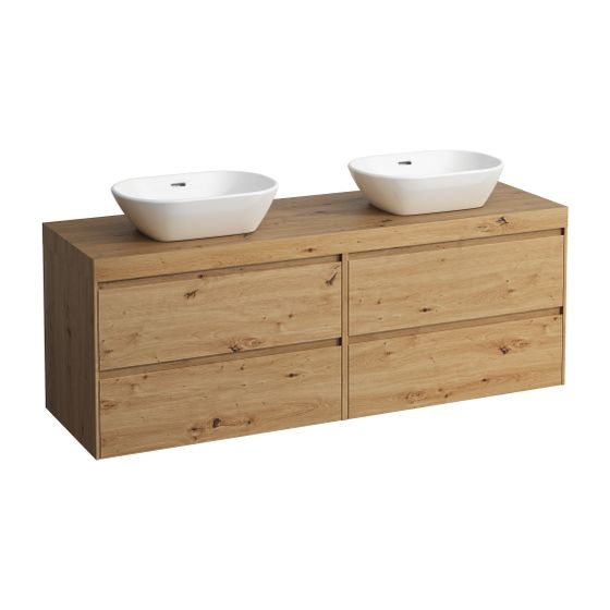 Laufen WT Unterbau u. Platte, Modular System, LANI 495x1570x580mm, Wildeiche, Ausschn. L/R, 4 Schubl., 80cm L/R