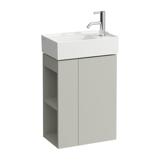 Laufen Waschtischunterbau Kartell 270x440x600mm, Kieselgrau, 1 Tür rechts Regal links, mit Push/Pull Funktion, für WT H815334