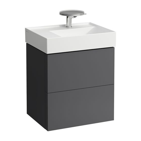 Laufen Waschtischunterbau Kartell 450x580x600mm, Schiefergrau, 2 Schubladen, mit Push/Pull Funktion, für WT H810335