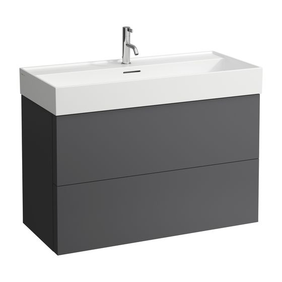 Laufen Waschtischunterbau Kartell 449x984x600mm, Schiefergrau, 2 Schubladen, mit Push/Pull Funktion, für WT H810337