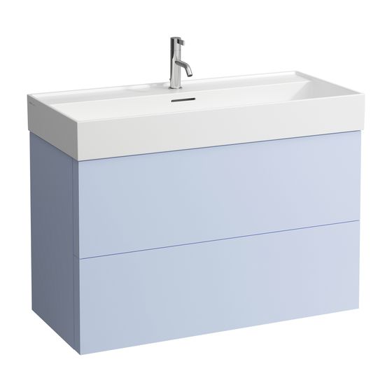Laufen Waschtischunterbau Kartell 449x984x600mm, Graublau, 2 Schubladen, mit Push/Pull Funktion, für WT H810337