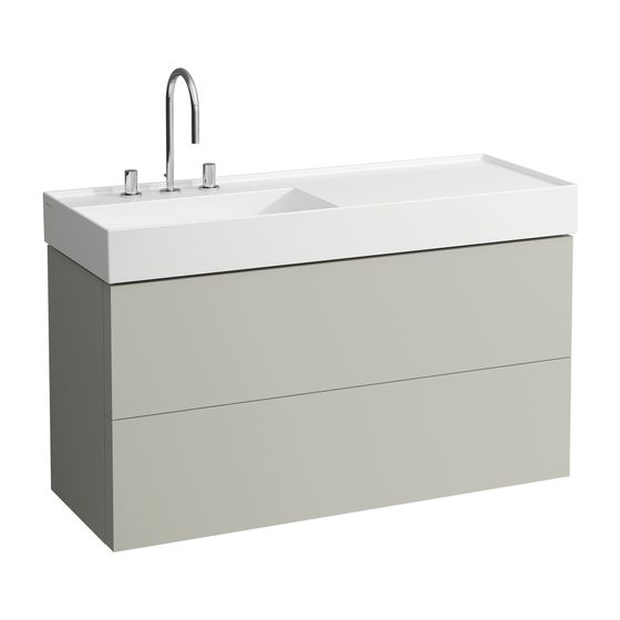 Laufen Waschtischunterbau Kartell 600x1180x450mm, Kieselgrau, 2 Schubladen, mit Push/Pull Funktion, für WT H813332