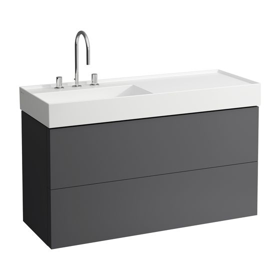 Laufen Waschtischunterbau Kartell 600x1180x450mm, Schiefergrau, 2 Schubladen, mit Push/Pull Funktion, für WT H813332