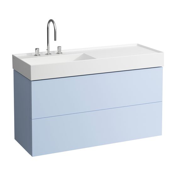 Laufen Waschtischunterbau Kartell 600x1180x450mm, Graublau, 2 Schubladen, mit Push/Pull Funktion, für WT H813332