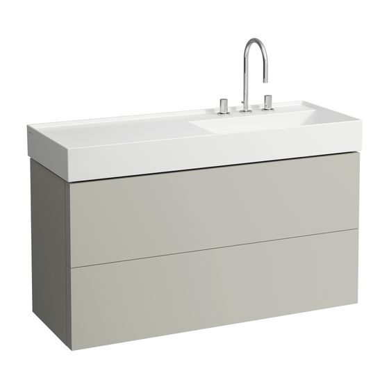 Laufen Waschtischunterbau Kartell 600x1180x450mm, Kieselgrau, 2 Schubladen, mit Push/Pull Funktion, für WT H813333
